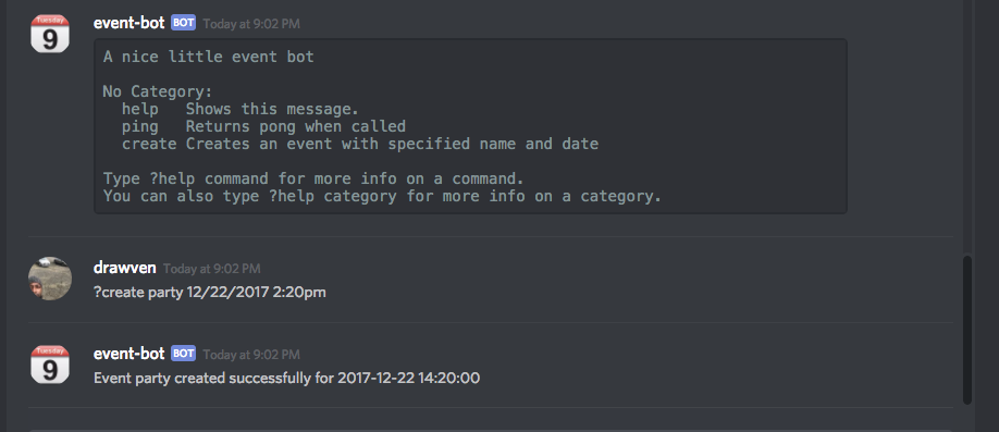 Creating an event