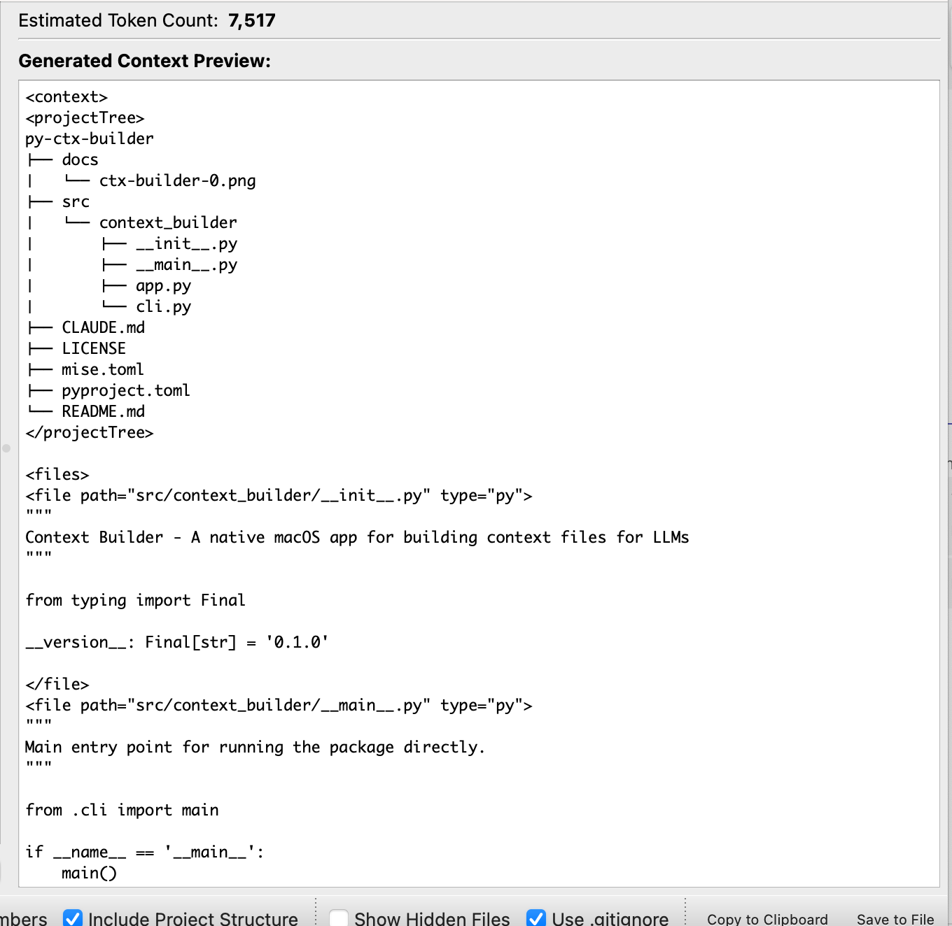 Preview of the formatted prompt